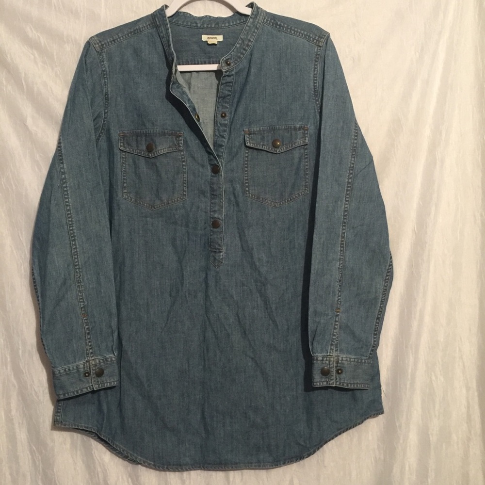 Fossil long lightweight denim tunic large